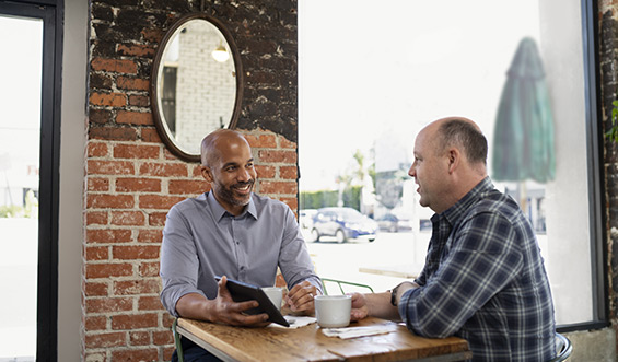 A client chatting with a professional.