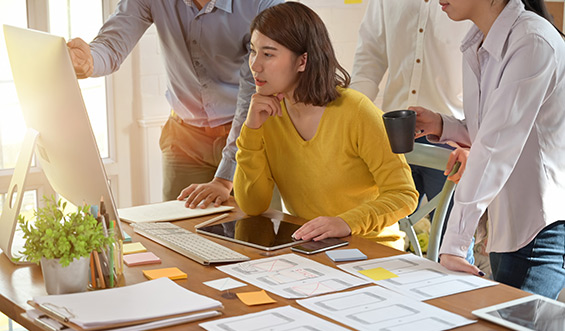 A group of colleagues working together.