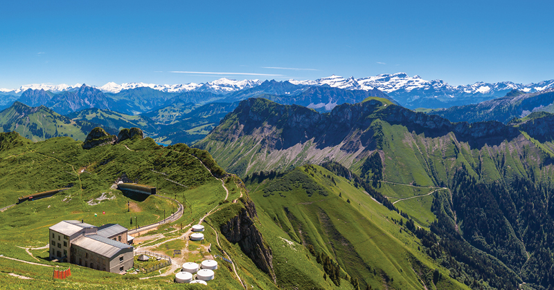 Rochers-de-Naye trains run through the Swiss Alps