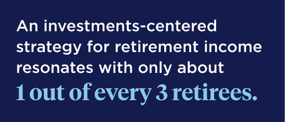 An investments-centered strategy for retirement income resonates with only about 1 out of every 3 retirees